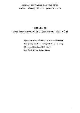 Chuyên đề Một số phương pháp giải phương trình vô tỉ